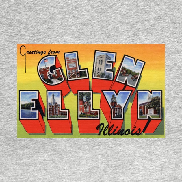 Greetings from Glen Ellyn, Illinois - Vintage Large Letter Postcard by Naves